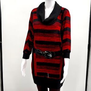 Cato XL Cowl Neck Lightweight Belted Sweater Dress EUC